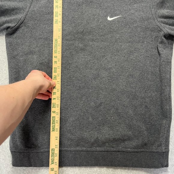 Nike Sweatshirt Mens Large Gray Crewneck Pullover Fleece Lined Cotton Blend Dark - Picture 3 of 8